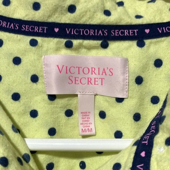 Victoria’s Secret Pj Set Yellow w/blue dots Drawstring & Elastic Waist Size M/M - Picture 4 of 4